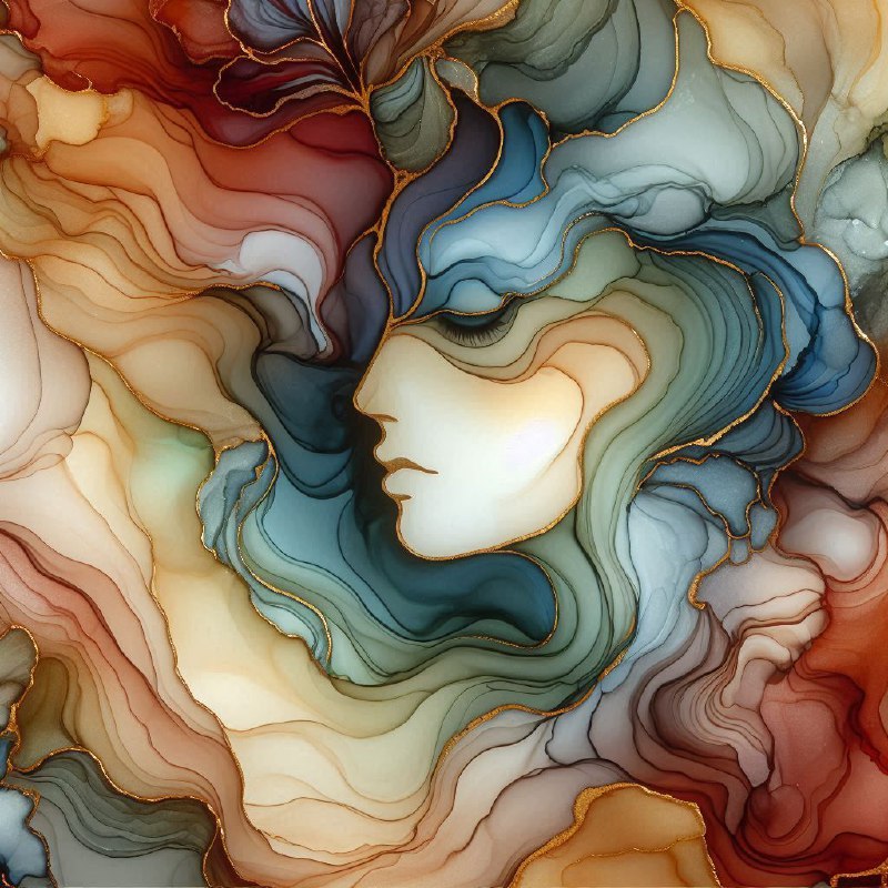 Alcohol Ink Painting with Hidden Face