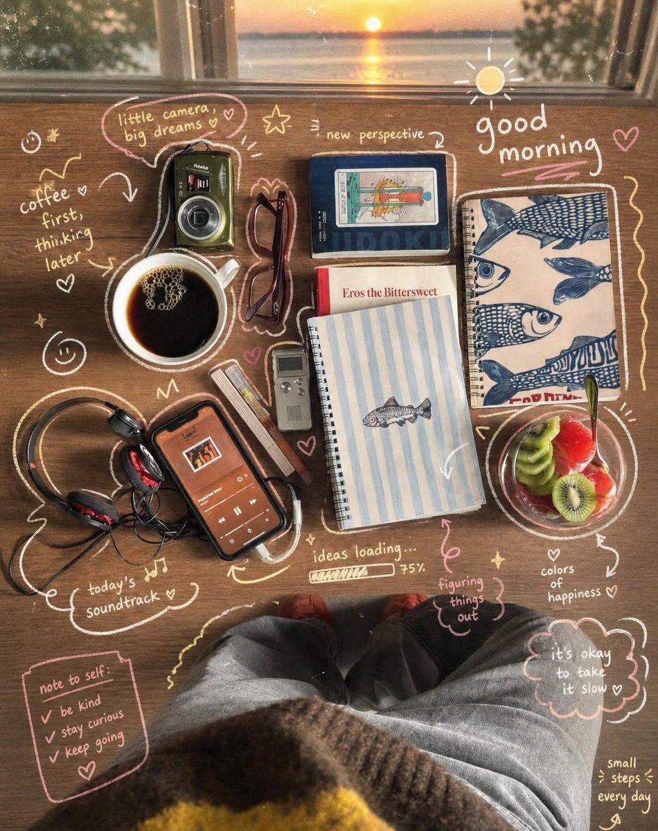 Cozy Sunrise Desk Flatlay