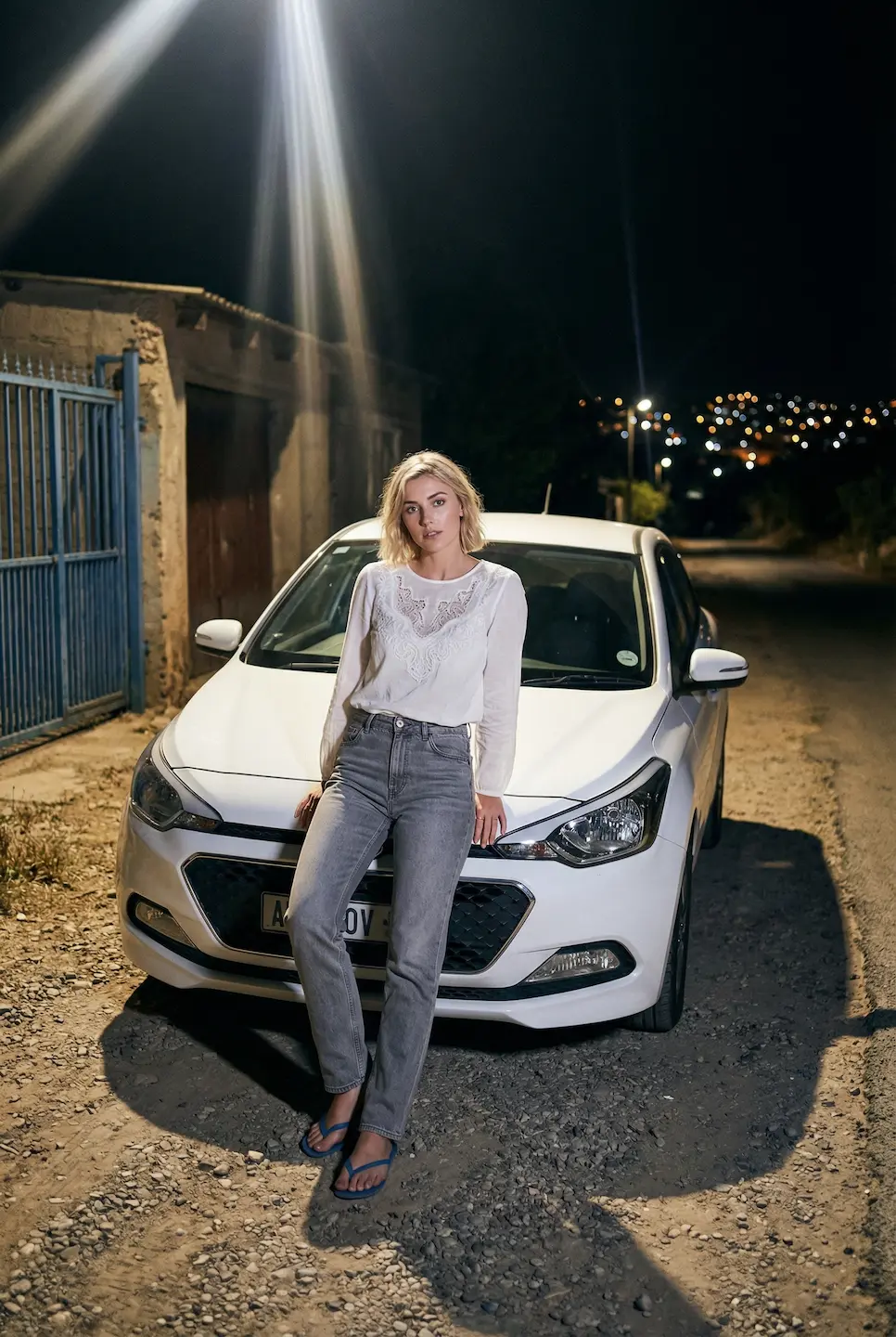 Nocturnal Roadside Car Portrait