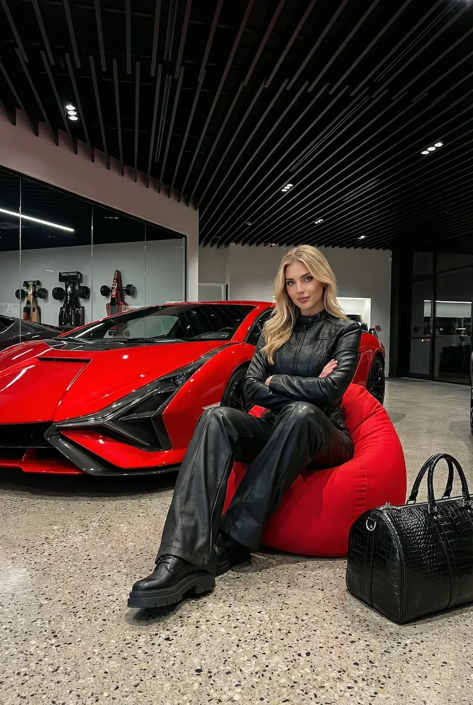 Luxury Supercar Showroom Portrait