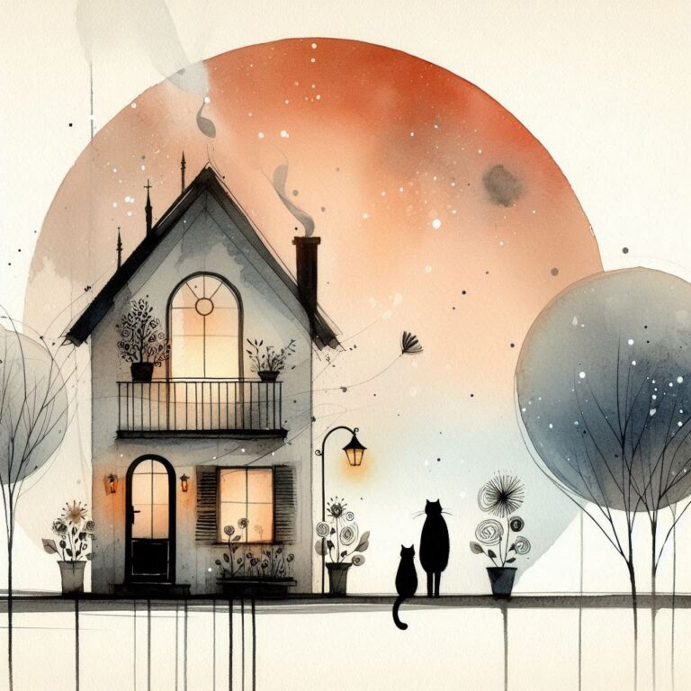 Fantasy Watercolor Minimalist Home