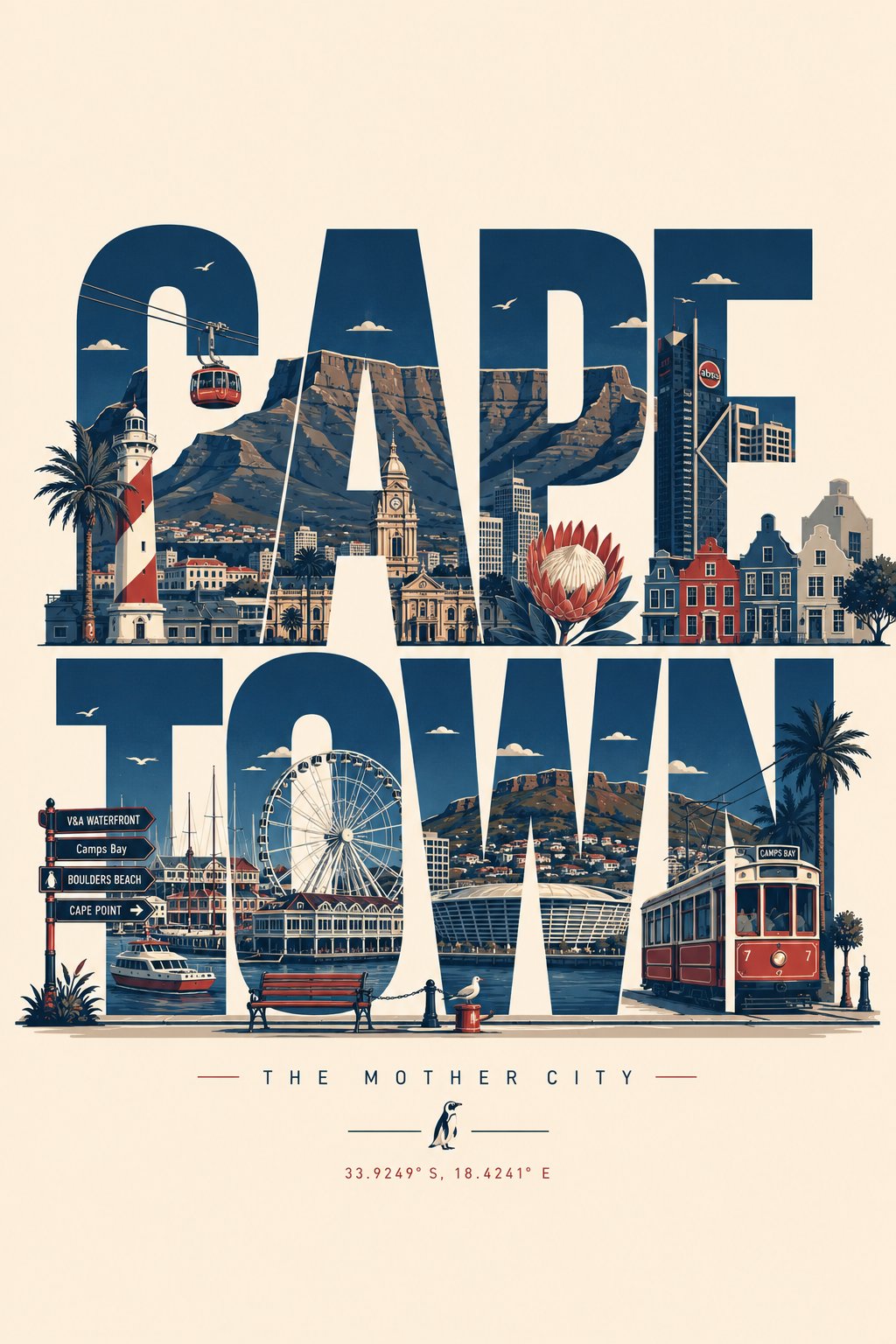 City Name Landmark Typography Travel Poster