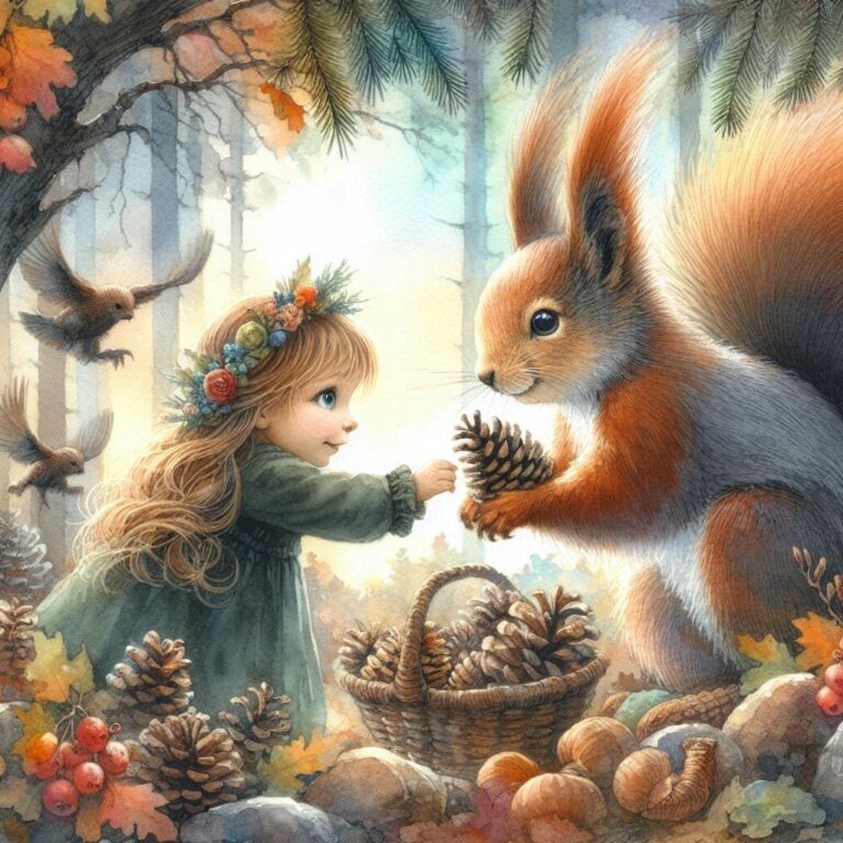 Grateful Squirrel with Joyful Girl