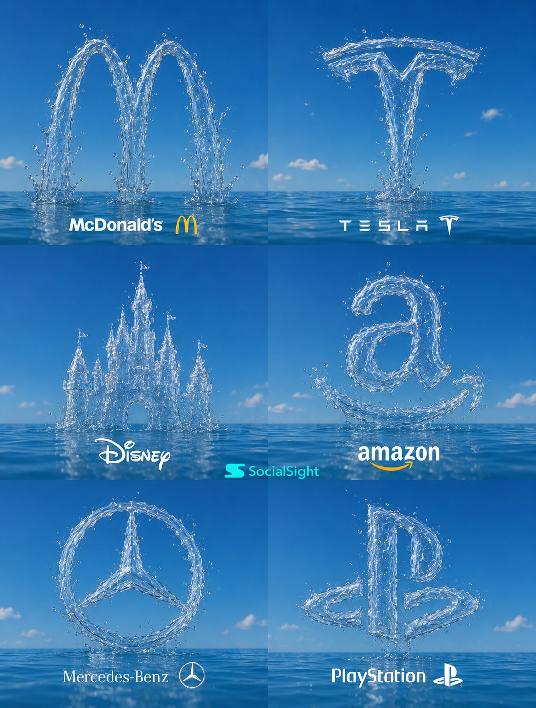 Water Sculpture Brand Logo Six Grid