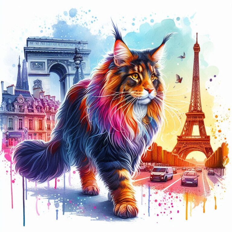 Maine Coon Strolling Champs-Elysées