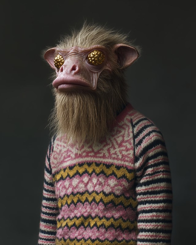 Absurd Portrait of Mutant Duck-Shark Creature