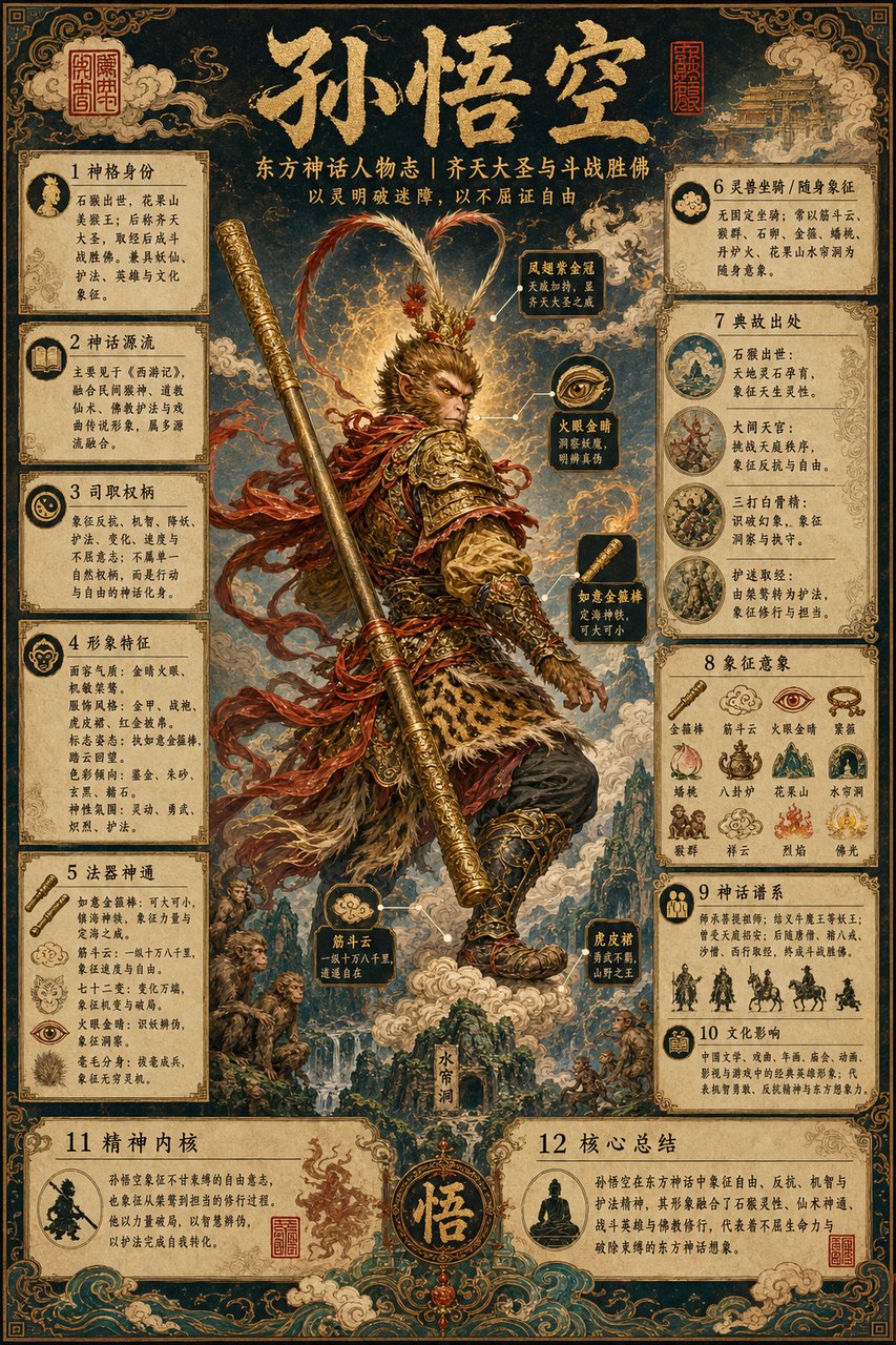 Eastern Mythology Figures Encyclopedia Poster