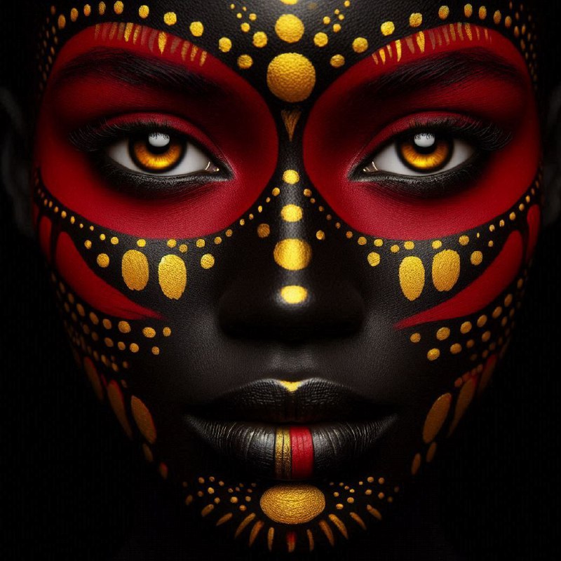 African Woman with Red and Yellow Face Paint