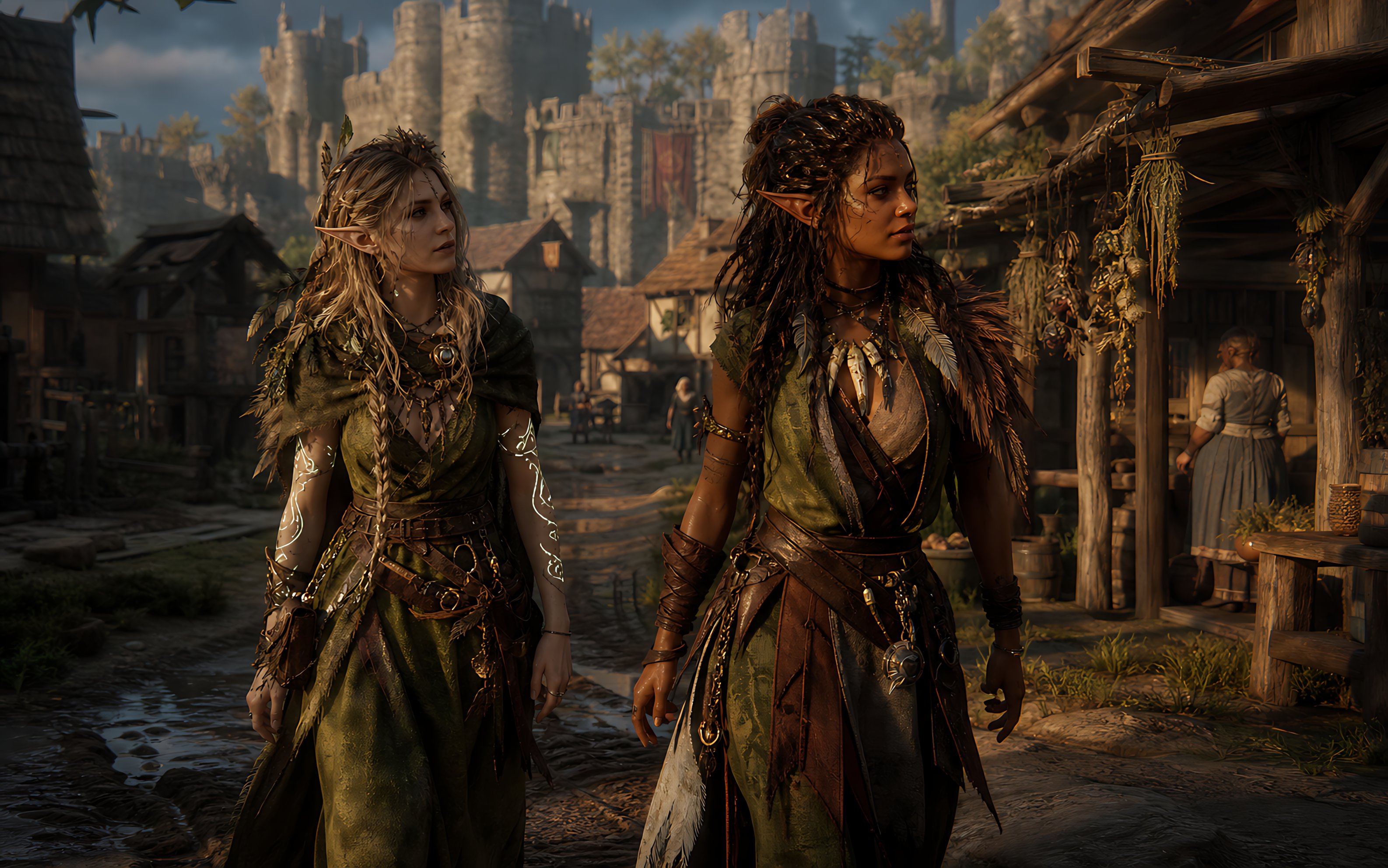 Medieval Village Twin Elf Adventurers