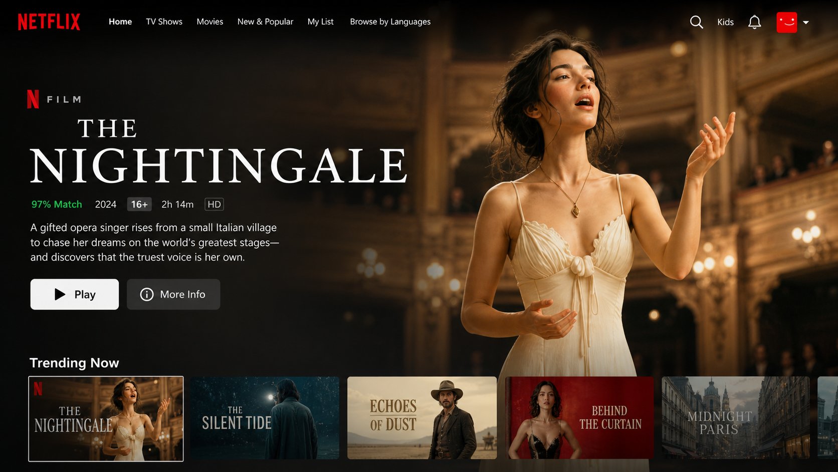 Netflix Homepage Key Visual UI