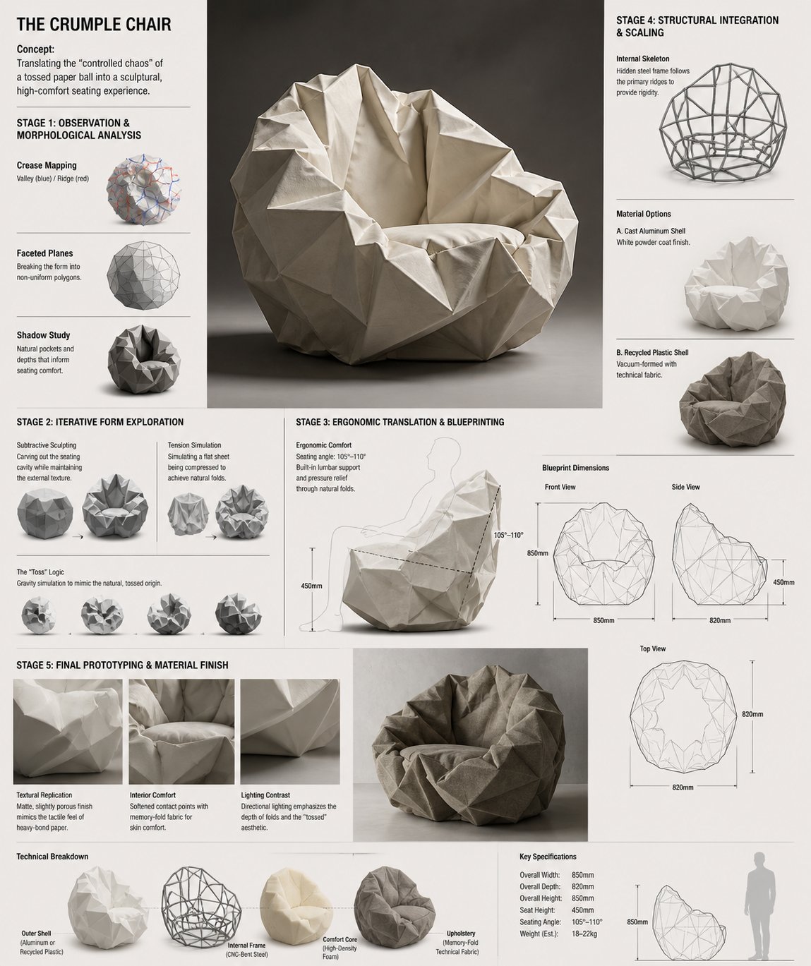 Crumple Chair Concept Sofa Development Board