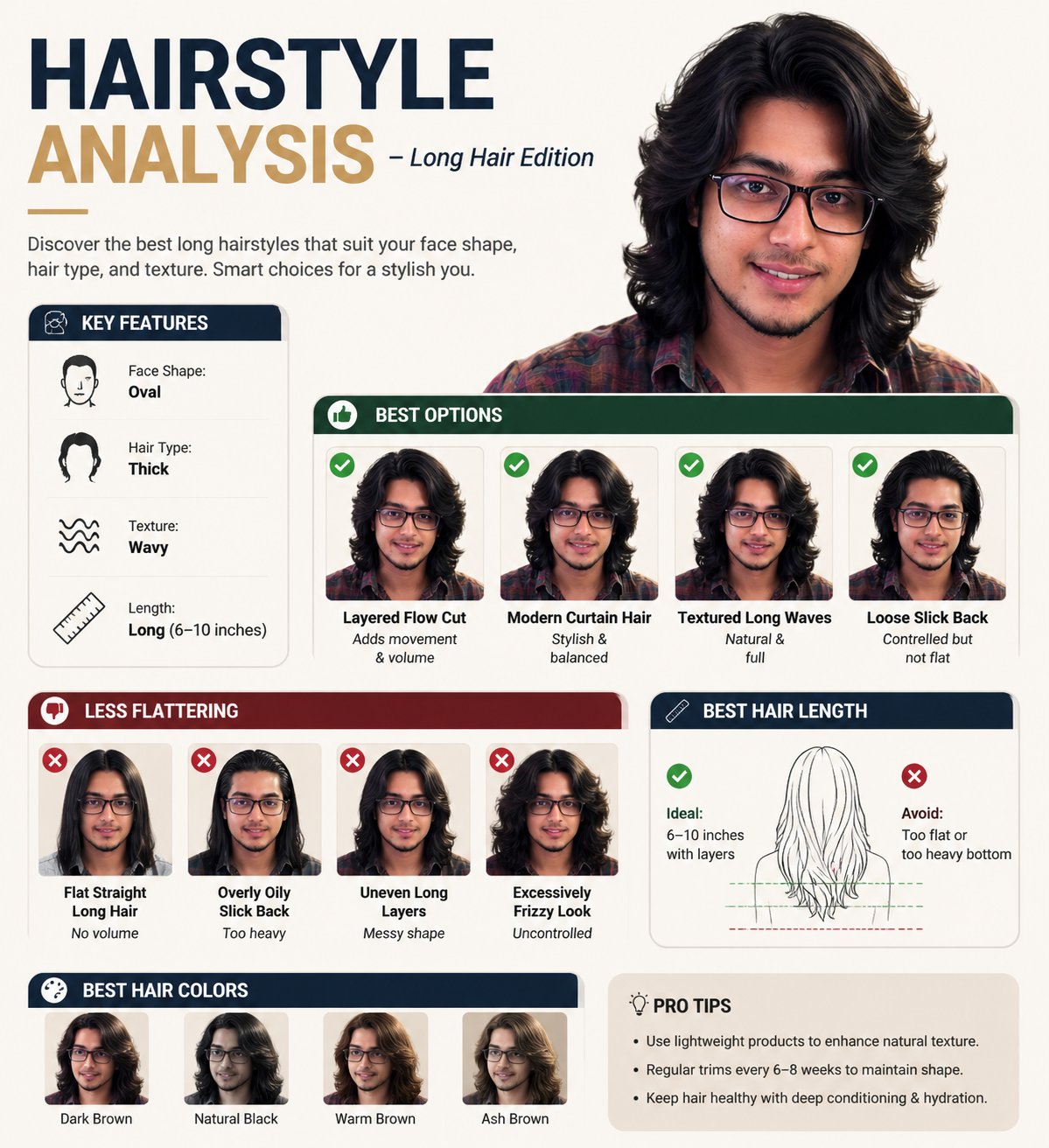 Long Hair Styling Analysis Infographic