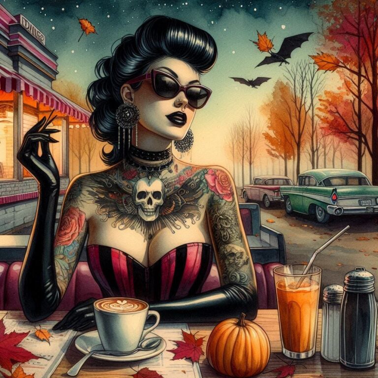 Surreal Pin-Up Woman at Diner