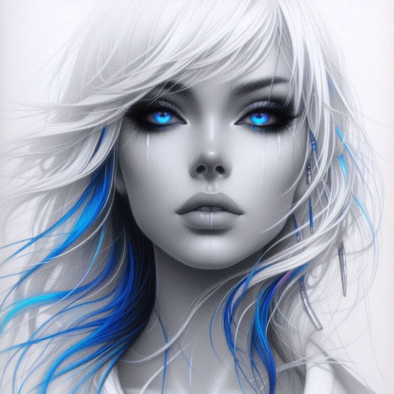 Cyberpunk Woman with Icy Blue Eyes