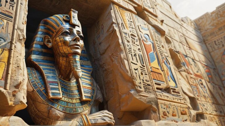 Egyptian Mummy Emerging from Colorful Wall
