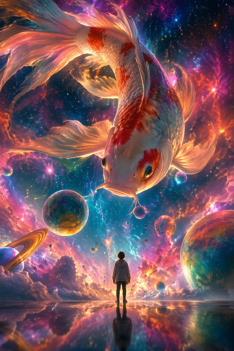Fantasy Dialogue Between a Nebula Giant Carp and a Tiny Person
