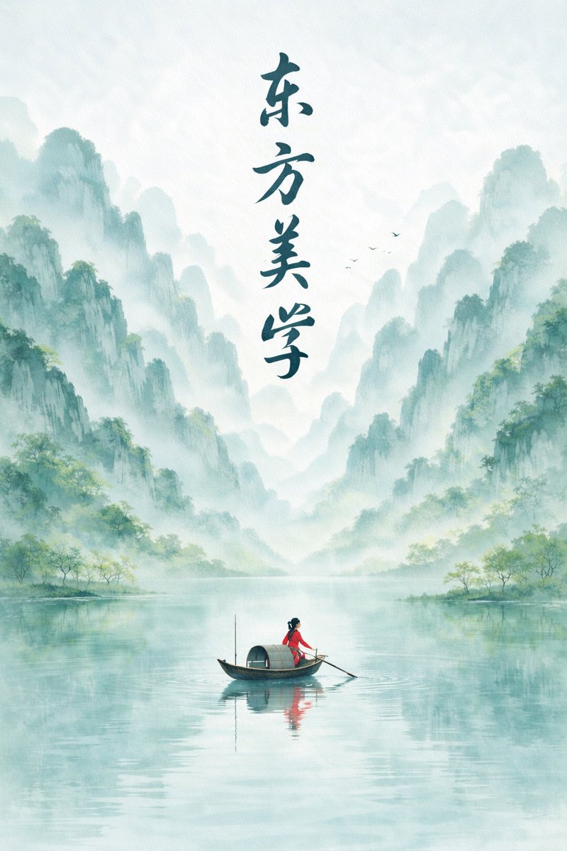 Spring Zen Ink Wash Mountains Poster
