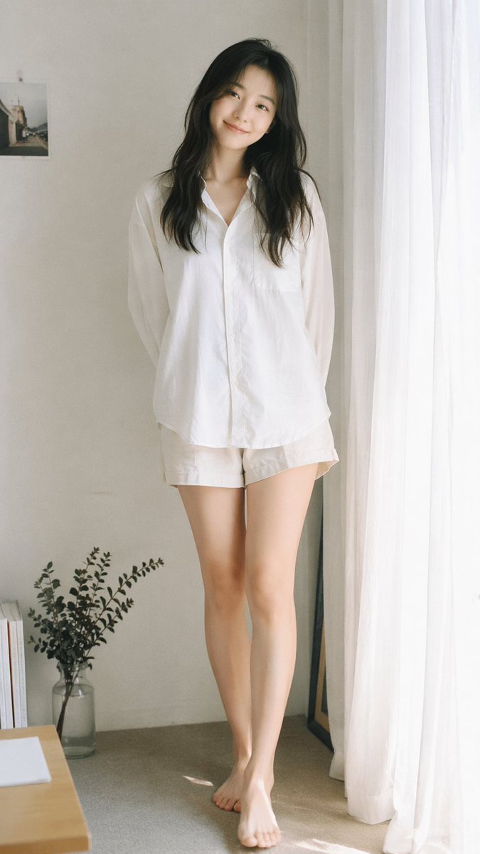 Japanese Film Style Girl by the Window