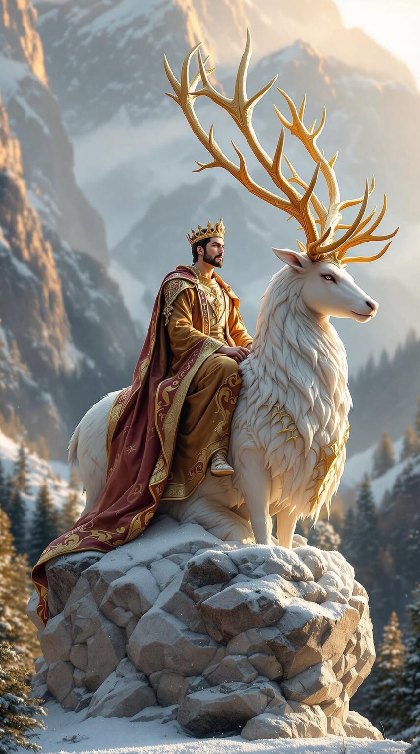 Regal Fantasy Deer Statue in 8K