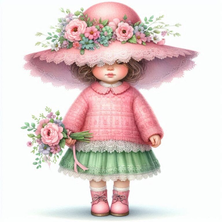 Adorable Toddler in Flowered Hat
