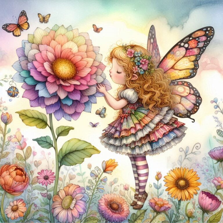 Fairy Kissing Flower in Fantasy Garden