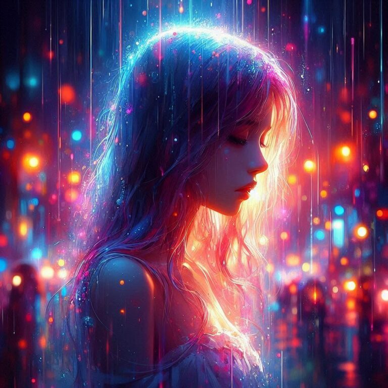 Rainy Fantasy Portrait of Thoughtful Girl