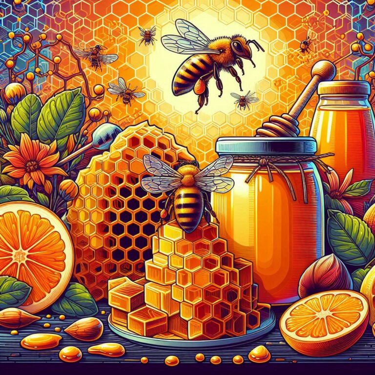 Colorful Bee and Honeycomb Art