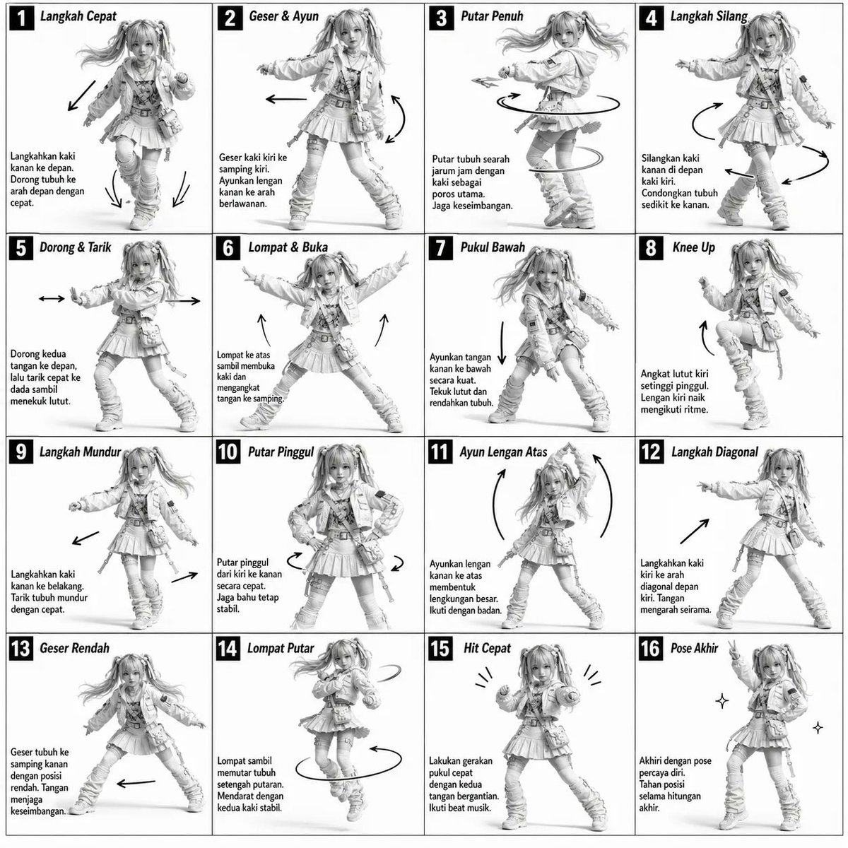 Comic / Storyboard - 3D Grayscale Dance Reference Sheet