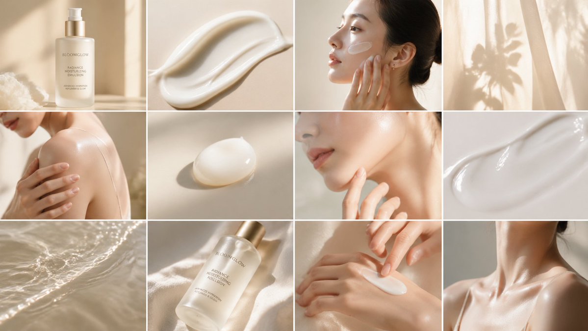 E-commerce Main Image - Luxury Skincare Editorial Grid