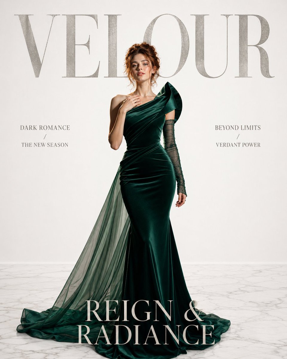 Luxury Emerald Haute Couture Cover Editorial
