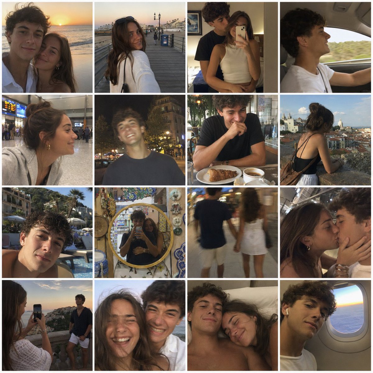 Couple Vacation Retro Phone Selfie Grid