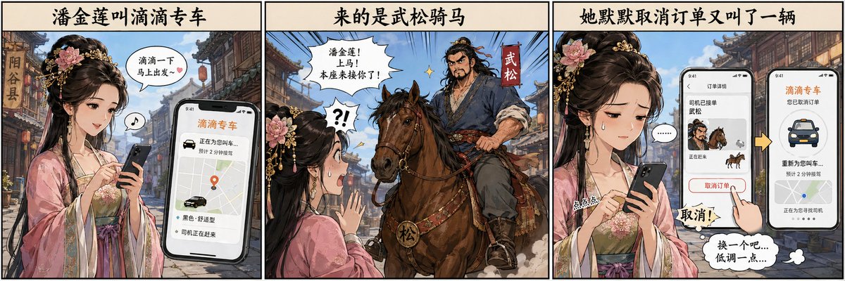 Pan Jinlian Hails a Didi and Meets Wu Song on Horseback