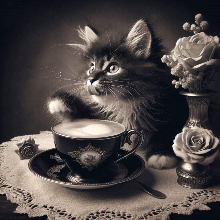 Victorian Noir Kitten with Latte