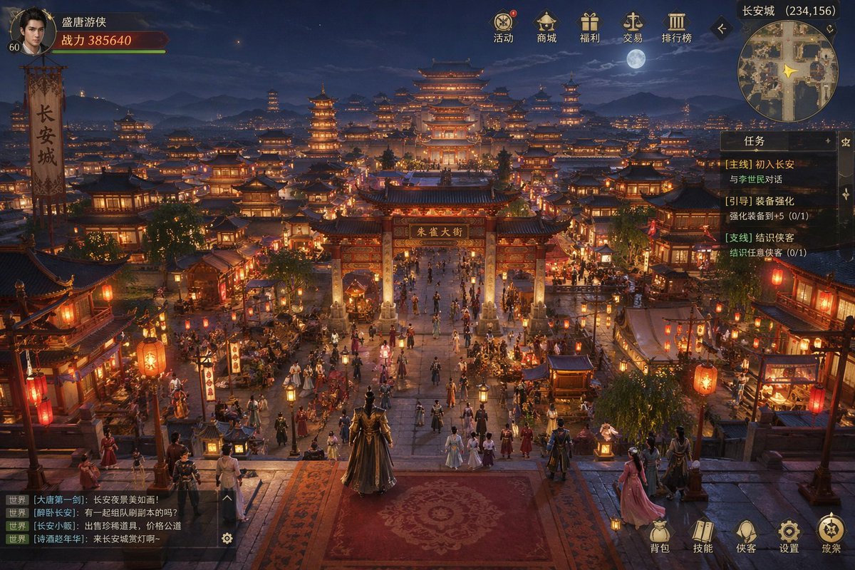 Prosperous Changan Night Scene Game Main City Design