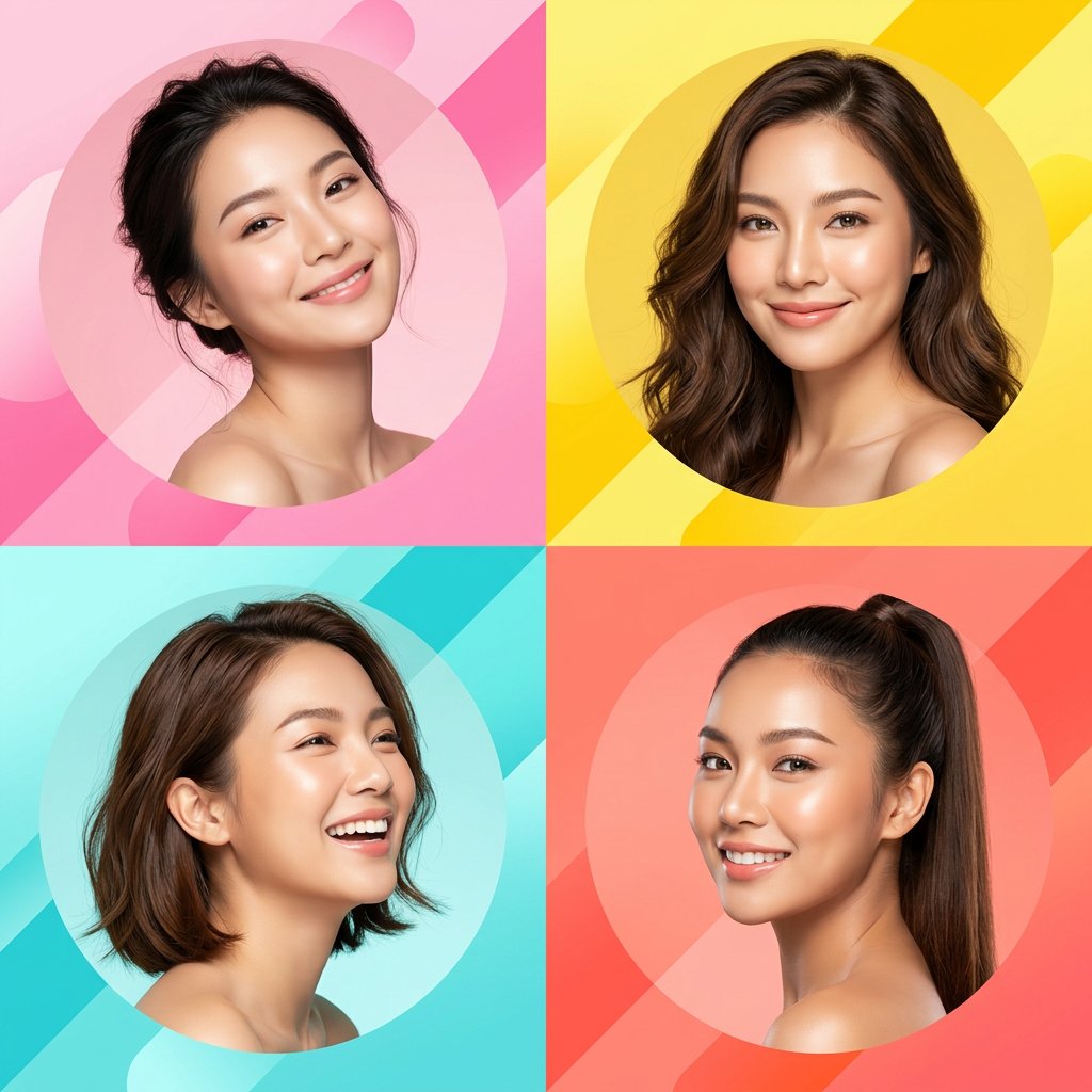 Modern Skincare Ad Asian Woman Collage