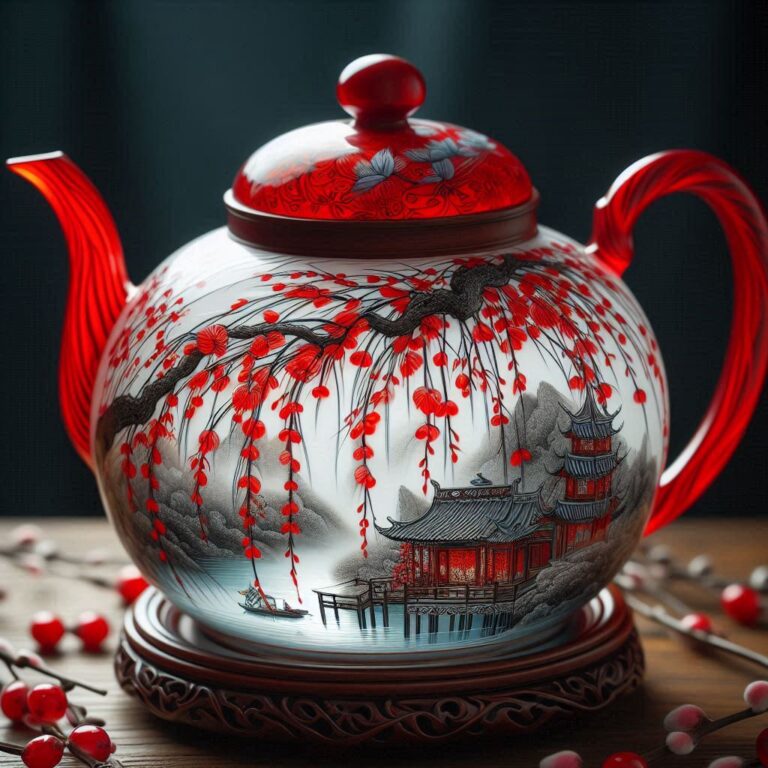 Chinese Teapot with Red Willow
