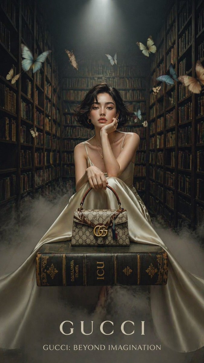 Luxury Fashion Editorial in a Vintage Library