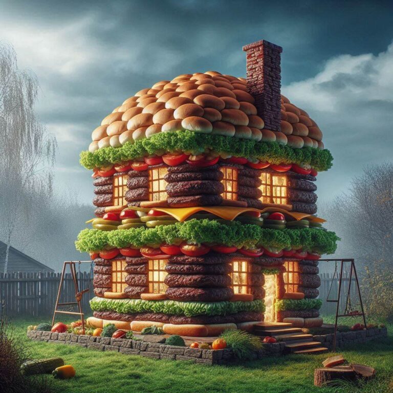 Abandoned Burger House Under Cloudy Sky