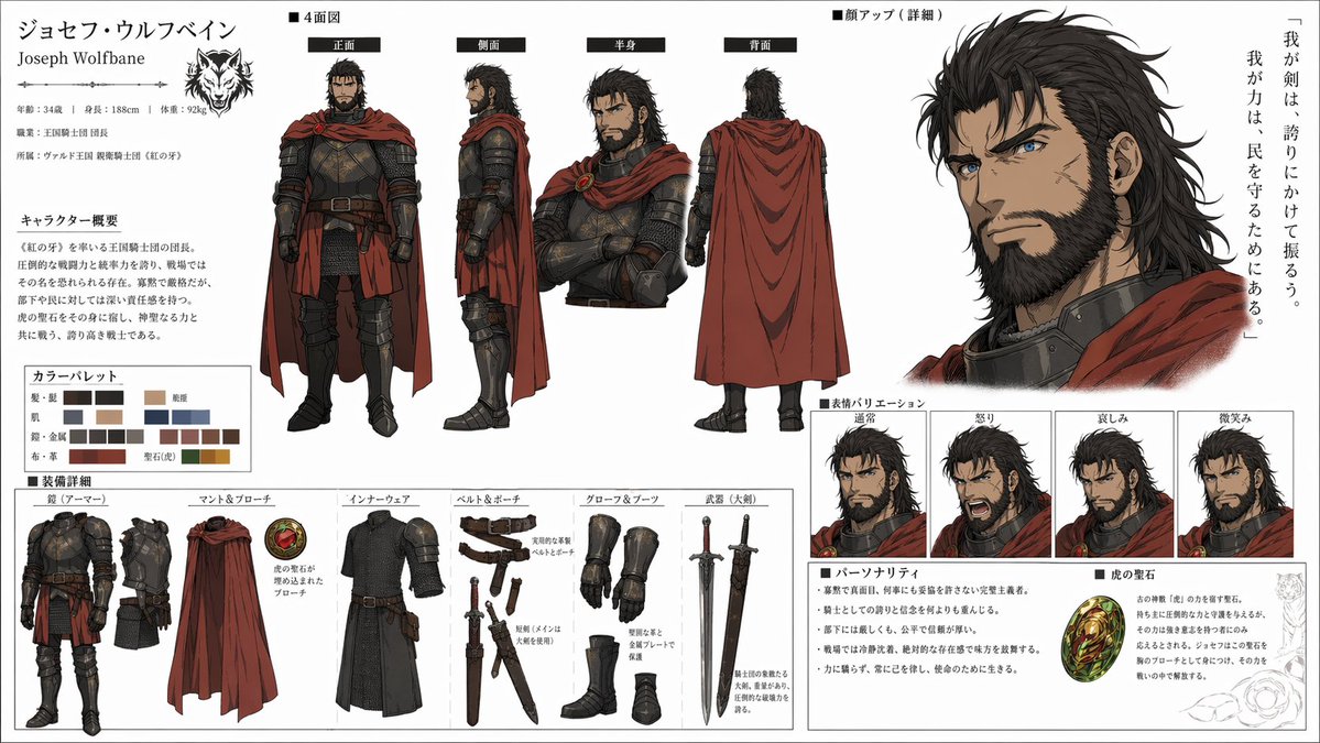 High Detail Character Design Sheet With Expression Breakdown