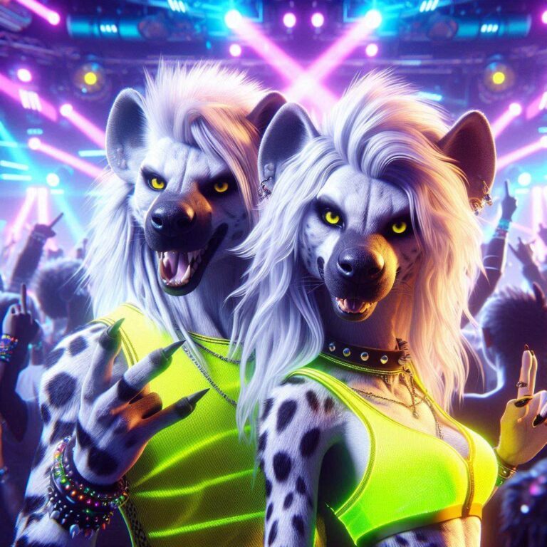 Hyenas in Neon Rave Dance Party