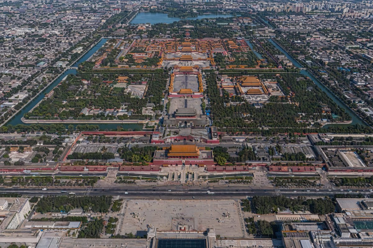 Tiananmen and Forbidden City Central Axis Aerial Shot