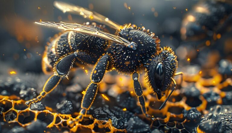 Detailed Macro Shot Black Diamond Honeybee