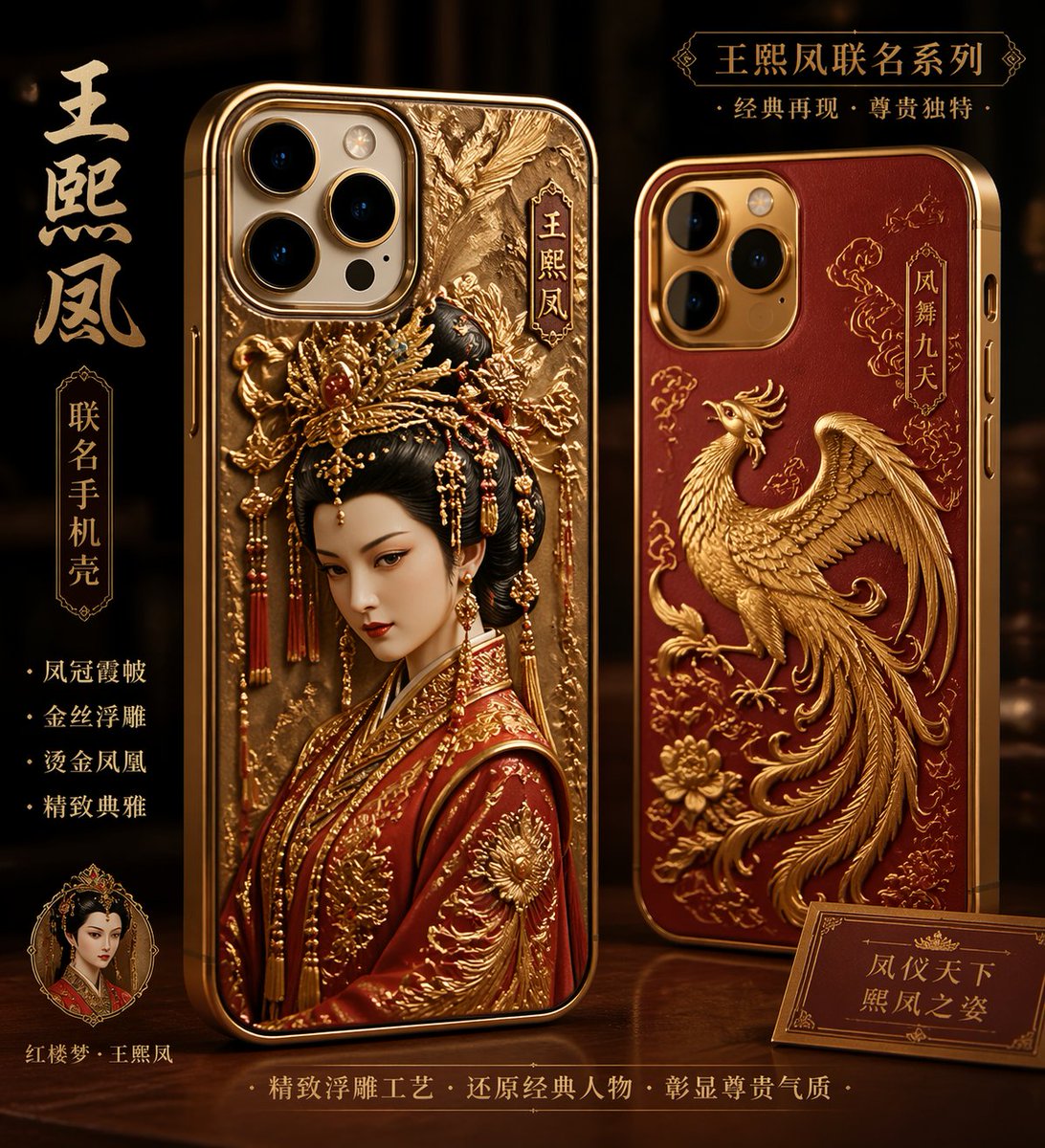 Wang Xifeng Gold Filigree Relief Phone Case