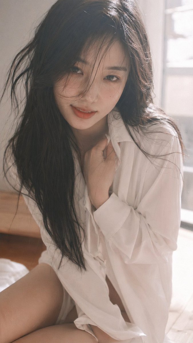 Korean Style Girlfriend Intimate White Shirt Close Up