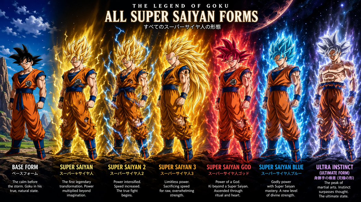 Goku All Form Super Saiyan Transformations