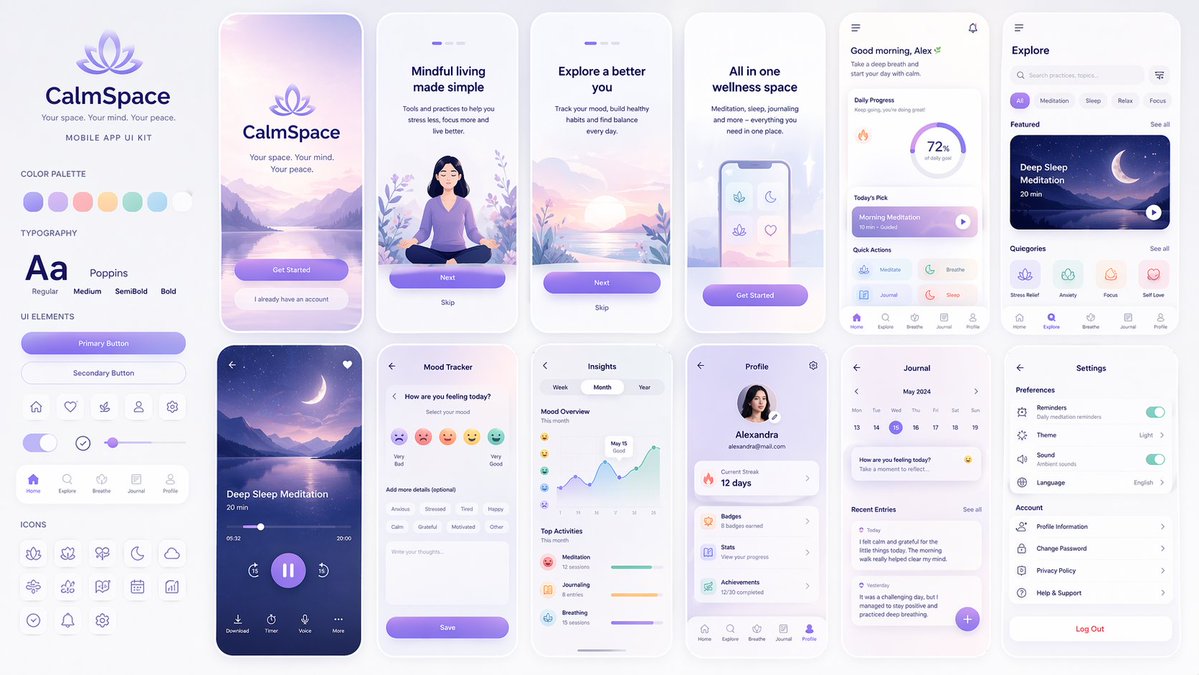 Healing Style Mental Health App UI Kit