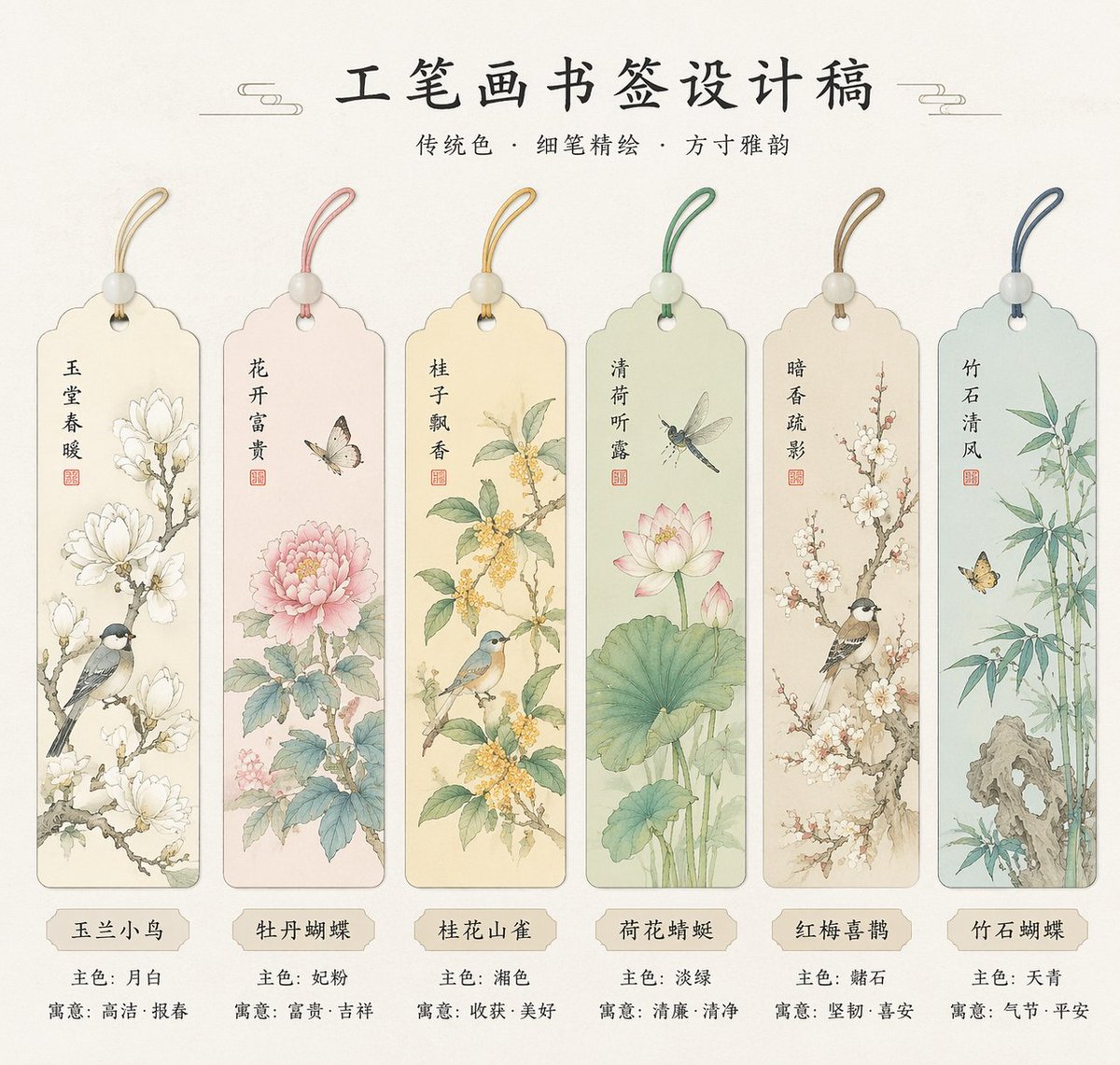 Stunning Chinese Style Gongbi Bookmark Design