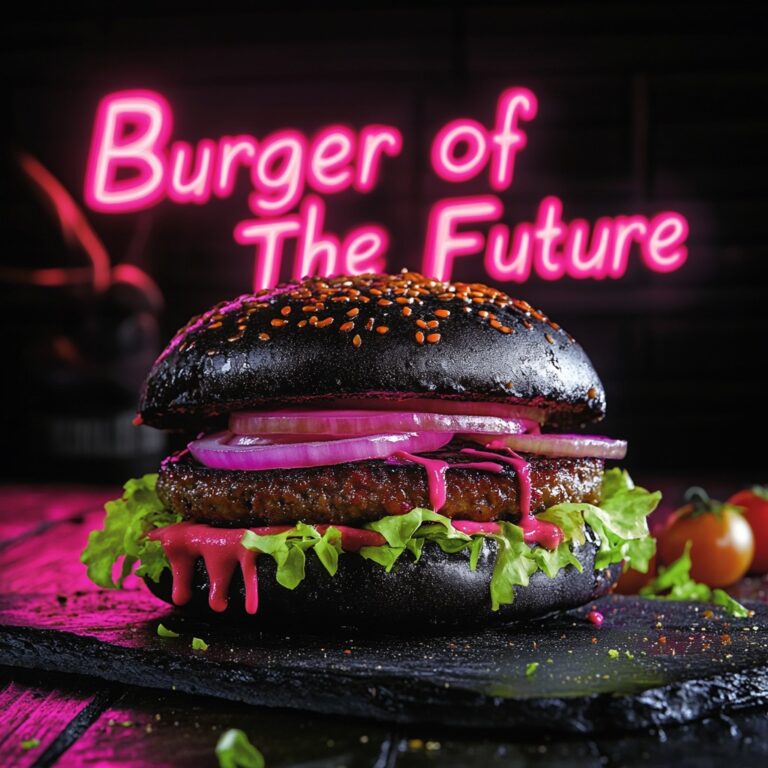 Juicy Black Burger Pink Neon