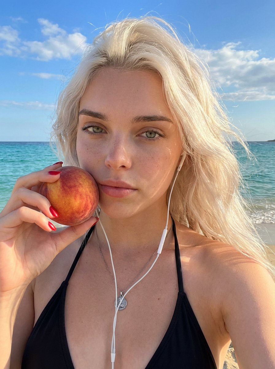 Beach Peach Selfie Portrait