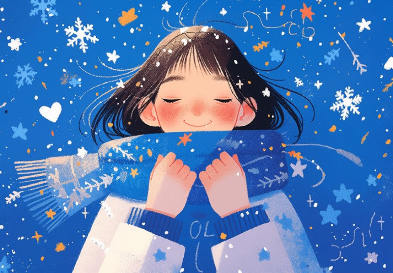Girl Making Snow Angels Illustration